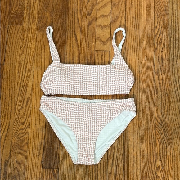 Andie Bikini set Rye top classic bottom swimsuit houndstooth koi size S NWOT - Picture 1 of 7